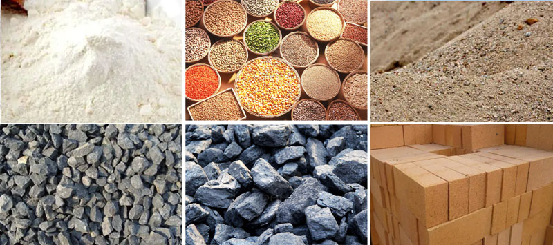 風冷式直線振動篩可篩分物料有：耐火材料，糧食，沙土，石子等。