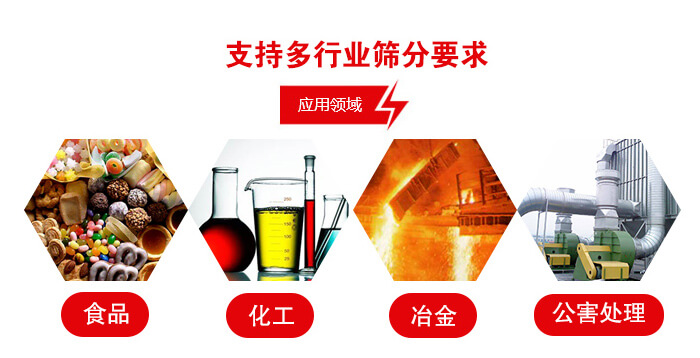 旋振篩適用的行業：食品行業，化工行業，冶金行業，公害處理等。